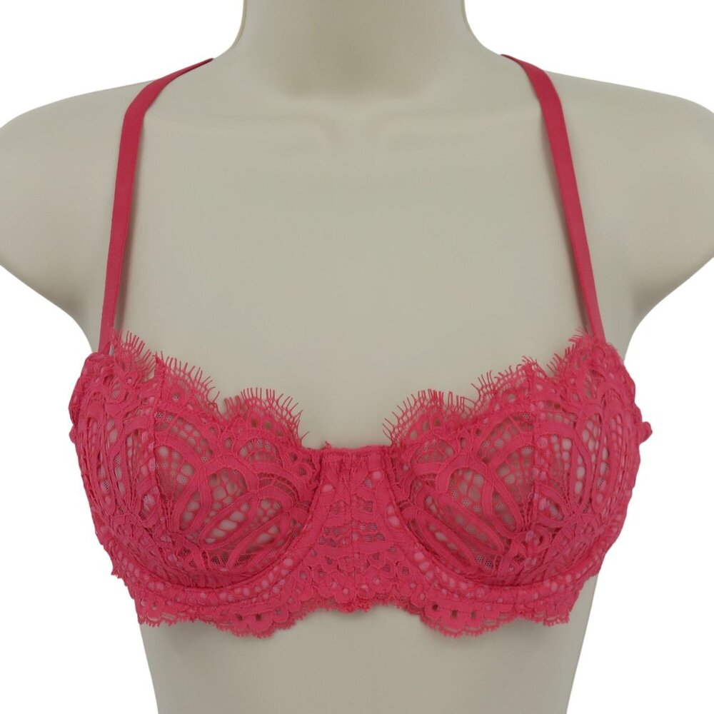 Victorias Secret 34B Dream Angels Push Up No Padding Bra Pink Lace Underwire